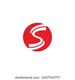 letter s swoosh round ribbon simple logo vector 