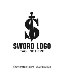 Letter S Sword Logo Design Template Inspiration, Vector Illustration.
