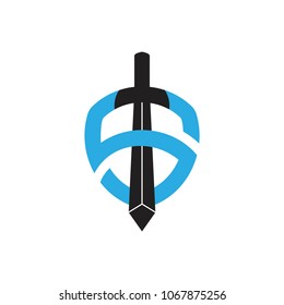 letter s with sword logo vector