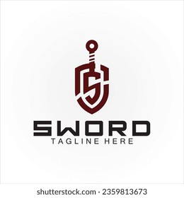 Letter S sword and shield logo design 