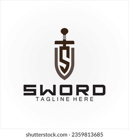 Letter S sword and shield logo design 