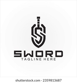 Letter S sword and shield logo design 