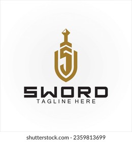 Letter S sword and shield logo design 