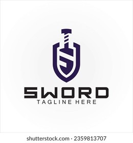 Letter S sword and shield logo design 