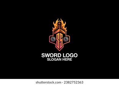 letter s sword vector template logo design