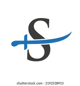 Letter S Swords Logo Vektorvorlage. Swords-Symbol für Schutz und Datenschutz-Symbol