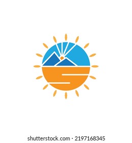 Letter S Symbol Sunrise Icon, travel and climb, symbol mountain