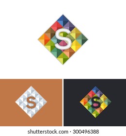 Letter S Symbol Triangle Low Poly Style Vector Graphic Icons, Logo, Sign Template