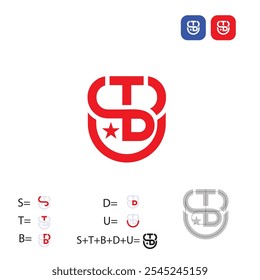 Letter S T B U and D Combination Logo Concept Vektordatei für Unternehmen.