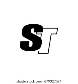 letter S and T logo overlapping black negative