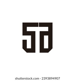 Letra S, T y un escudo, símbolo geométrico cuadrado vector de logotipo simple