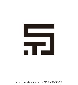 Letter S and T square geometric symbol simple logo vector