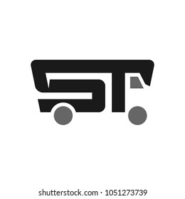 Letter S and T and Truck symbol. Vector logo.