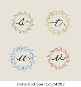Letter S T U and V with abstract floral logo template