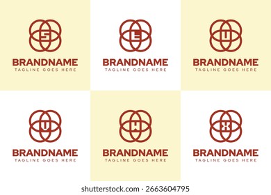 Letra S T U V W X Flower Circle Logo Set, simbolizando beleza, harmonia e elegância