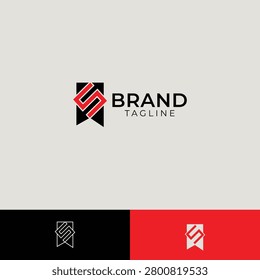Letter S Tag Monogram Template or Number 5 Bookmark Logo Idea. 