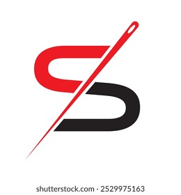 Letter S Tailor Sewing Needle Logo Design Concept For Embroider, Textile, Fashion, Cloth, Fabric Symbol