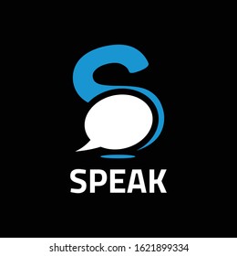 Letter S and Talk Balloon Black Background Logo