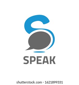 Letter S and Talk Balloon White Background Logo