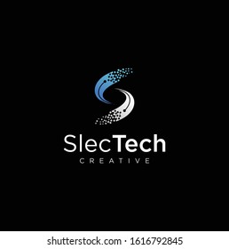 Letter S Tech Logo Design illustration. Initial S Tech Digital Logo Design 

