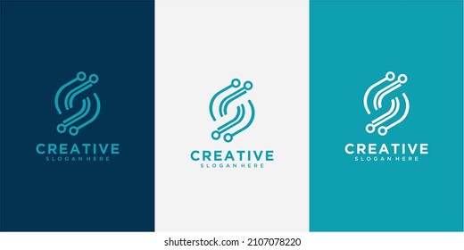 Letter S Tech Logo Design illustration. S Tech Digital Logo Design. Letter S network logo design concept