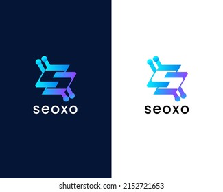 letter s with tech logo design template
