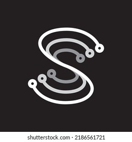 letra s con vector de diseño de logotipo tecnológico