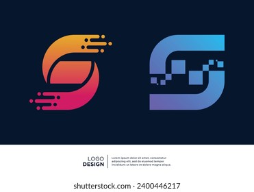 Inspiración en el diseño del logotipo tecnológico de la letra S.