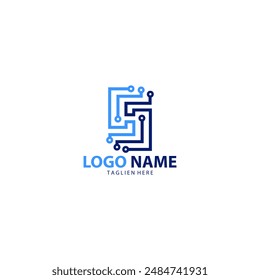 letter S tech logo design vector