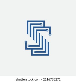 Letter S Tech logo icon design template elements 