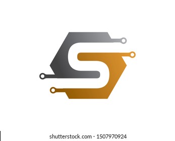 Letter S Tech logo or symbol template design
