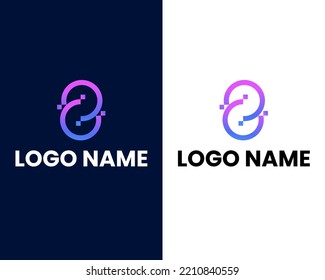 letter s with tech modern logo design template