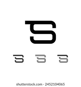 Letter S, technical digital alphabet font, including set from four of different types, vector illustration 10eps