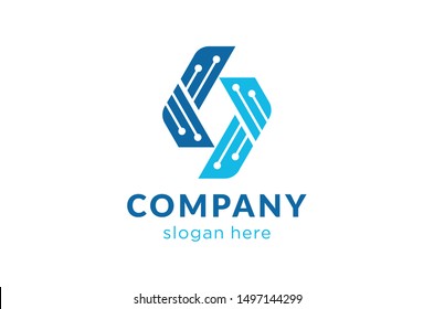 letter s with technology concept, modern logo template, web icon vector 
