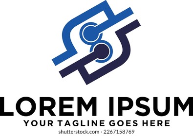 logotipo de conexión de tecnología de carta S