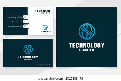 Letter S with technology element logo template on modern style 