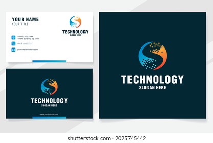 Letter S with technology element logo template on modern style 