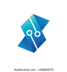 Letter S Technology in Geometric Logo Template