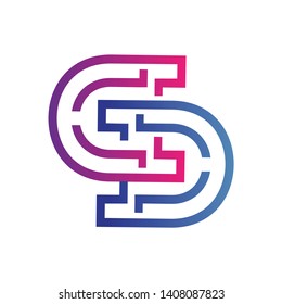 Letter S Technology in Line Style Logo Design