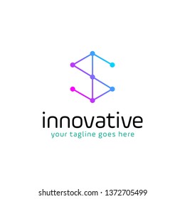 letter S technology logo design vector with line connection concept. multimedia, digital, innovation, Internet website symbol icon