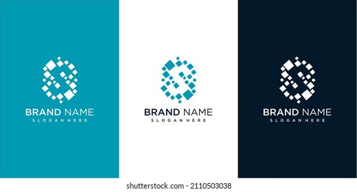 letter S technology logo design, letter S rectangle logo design concept