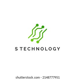 letter S with Technology logo design