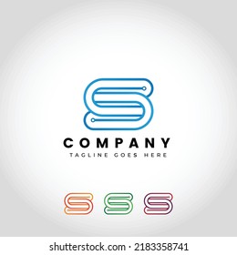 diseño de logotipo de tecnología de letras s