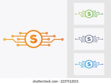 Letter S Technology Logo Design Template. Network Logo Design