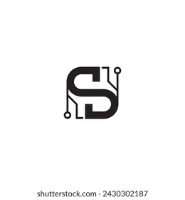 Letter S and Technology logo or icon design