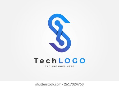 Letter S Technology Logo, Letter S in technology style, Can be used for brand and company logos, vector illustration