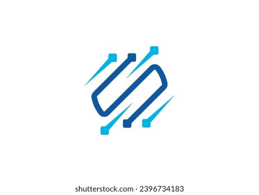 letter s technology logo, for symbol technology, internet, systems, and computers vector design