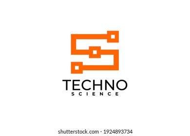 letter S technology logo. techno vector symbol.