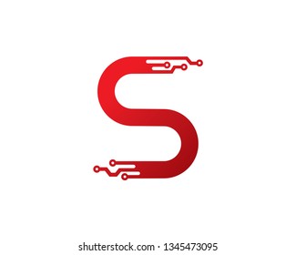 Letter S Technology Logo Template, Icon, Symbol - Vector