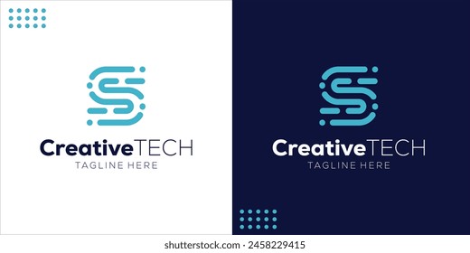 Letra S Tecnología Logo Plantilla, icono, símbolo - Vector, inspiración diseño.